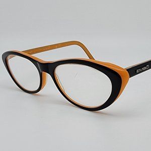 Embo EM 1075 01 Gloss Black on Orange Cat Eye Eyeglasses Frame 50-18-145